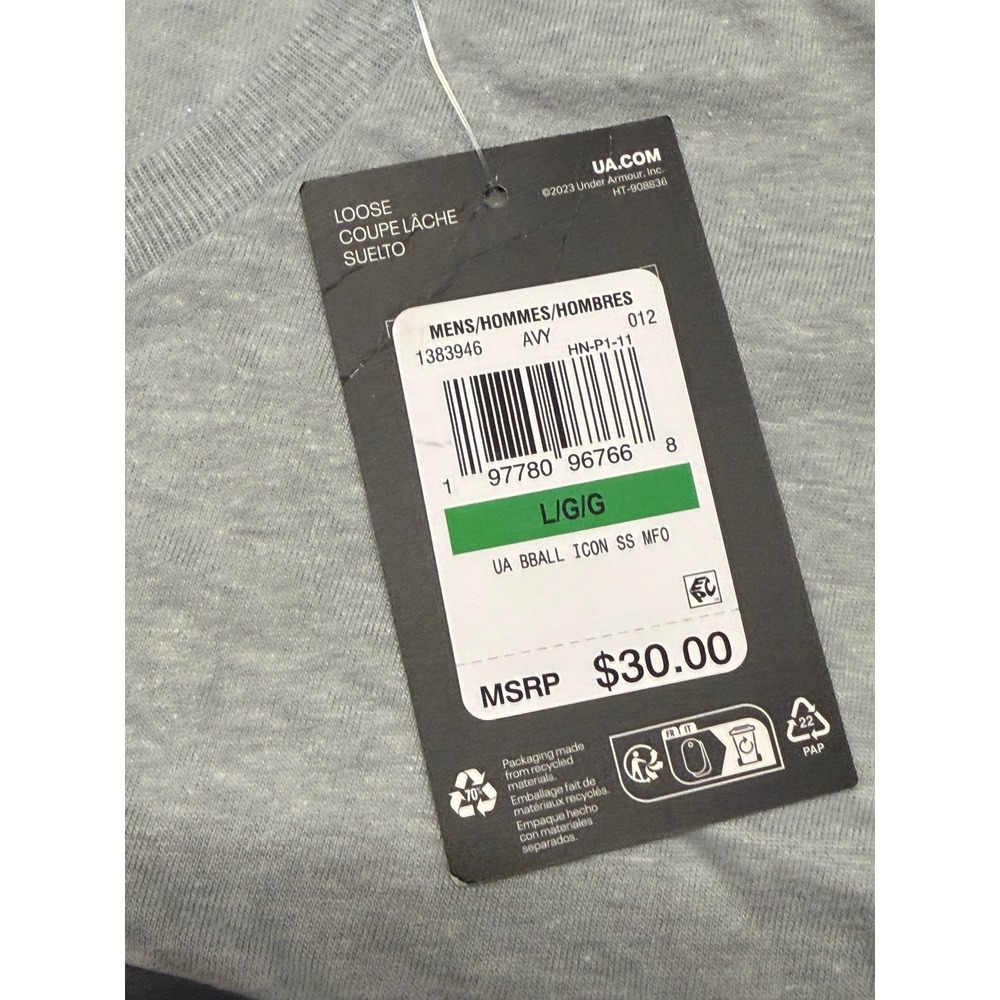 Under‎ Armour Mens Basketball Icon SS MFO Graphic T-Shirt Gray Large 1383946 NEW - Picture 7 of 11